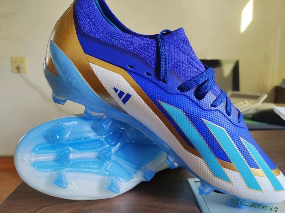 Men's Adidas X Crazyfast.1 Messi FG Firm Ground Low-Tops Football Boots - Blue/Jade/Gold/White