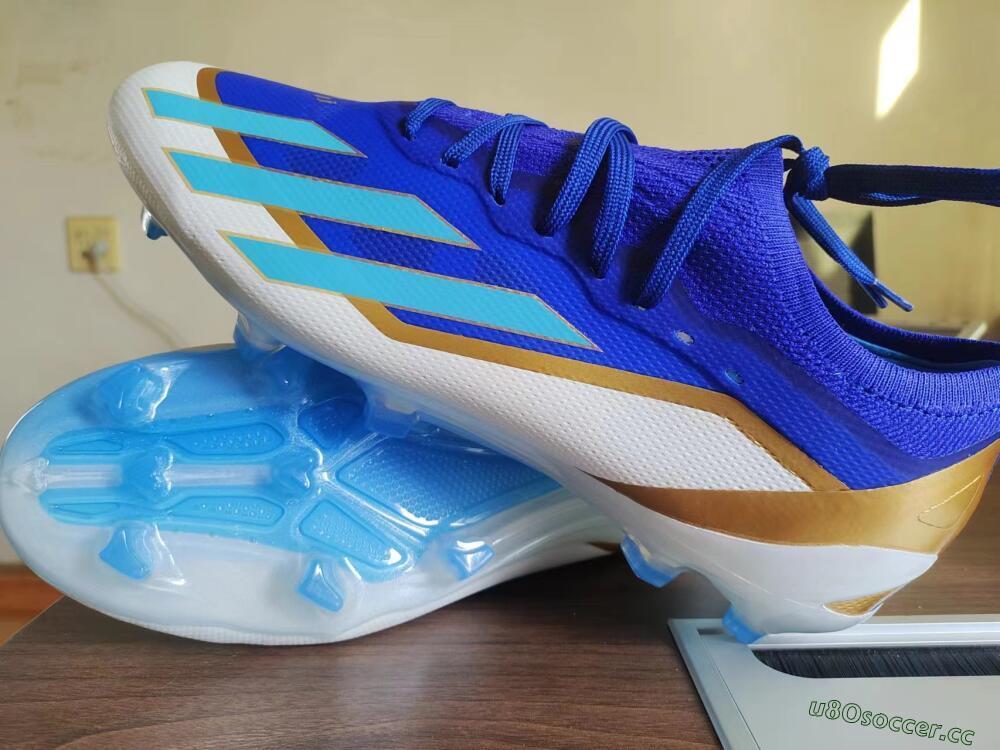 Men's Adidas X Crazyfast.1 Messi FG Firm Ground Low-Tops Football Boots - Blue/Jade/Gold/White