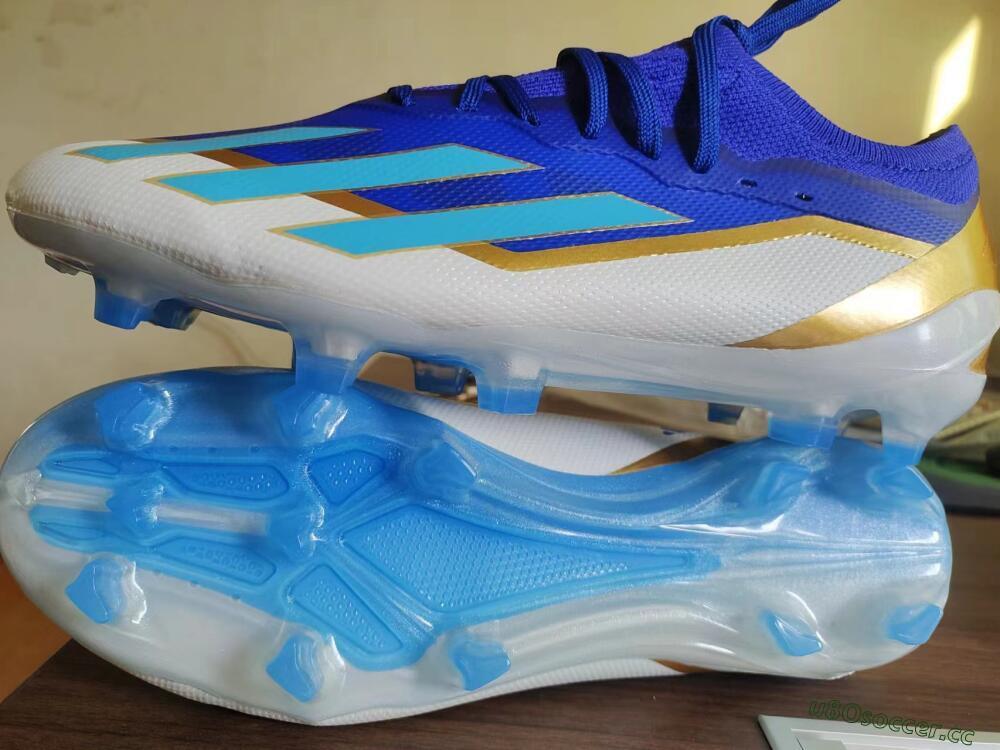 Men's Adidas X Crazyfast.1 Messi FG Firm Ground Low-Tops Football Boots - Blue/Jade/Gold/White