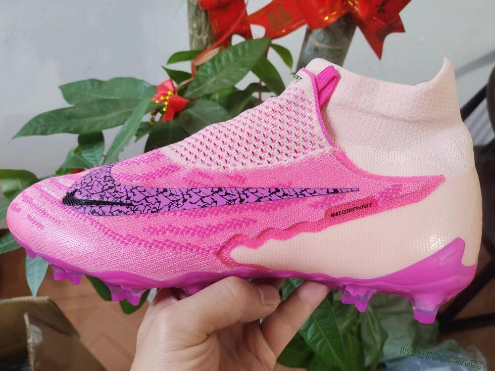 Men's Nike Phantom GX Elite DF Link FG Firm Ground High-Tops Football Boots - Pink/Black/Gold