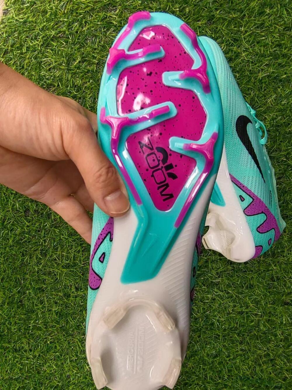 Men's Nike Air Zoom Mercurial Vapor 16 Elite FG Firm Ground Low-Tops Football Boots - Green/Purple/Black