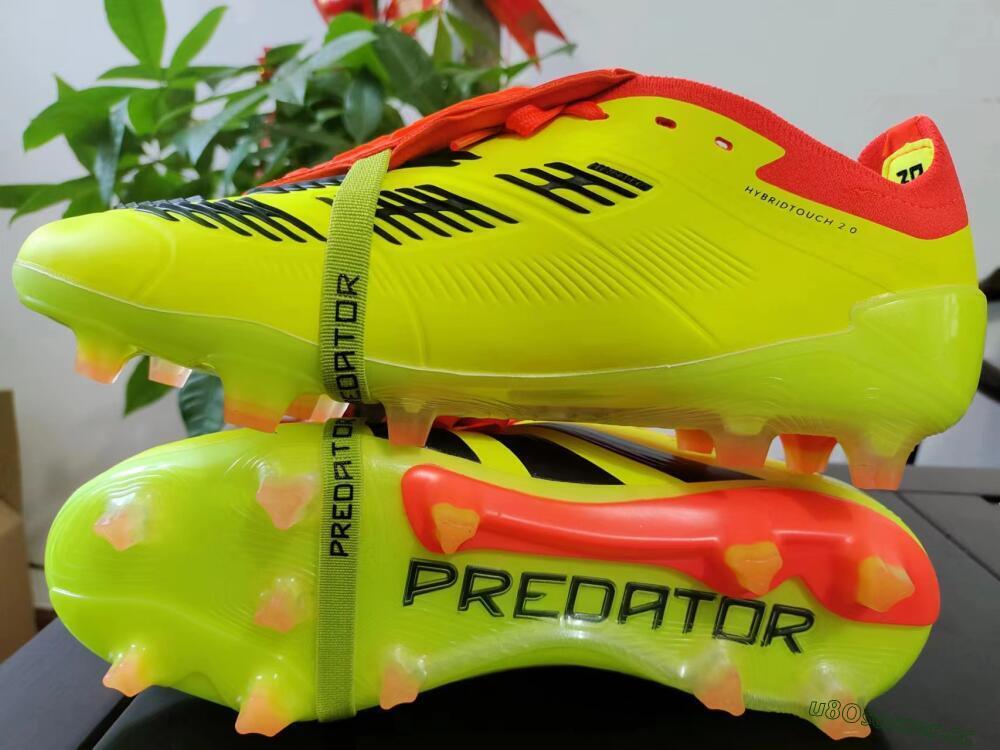 Men's Adidas Predator Elite Foldover Tongue FG Firm Ground Low-Tops Football Boots - Yellow/Black/Red