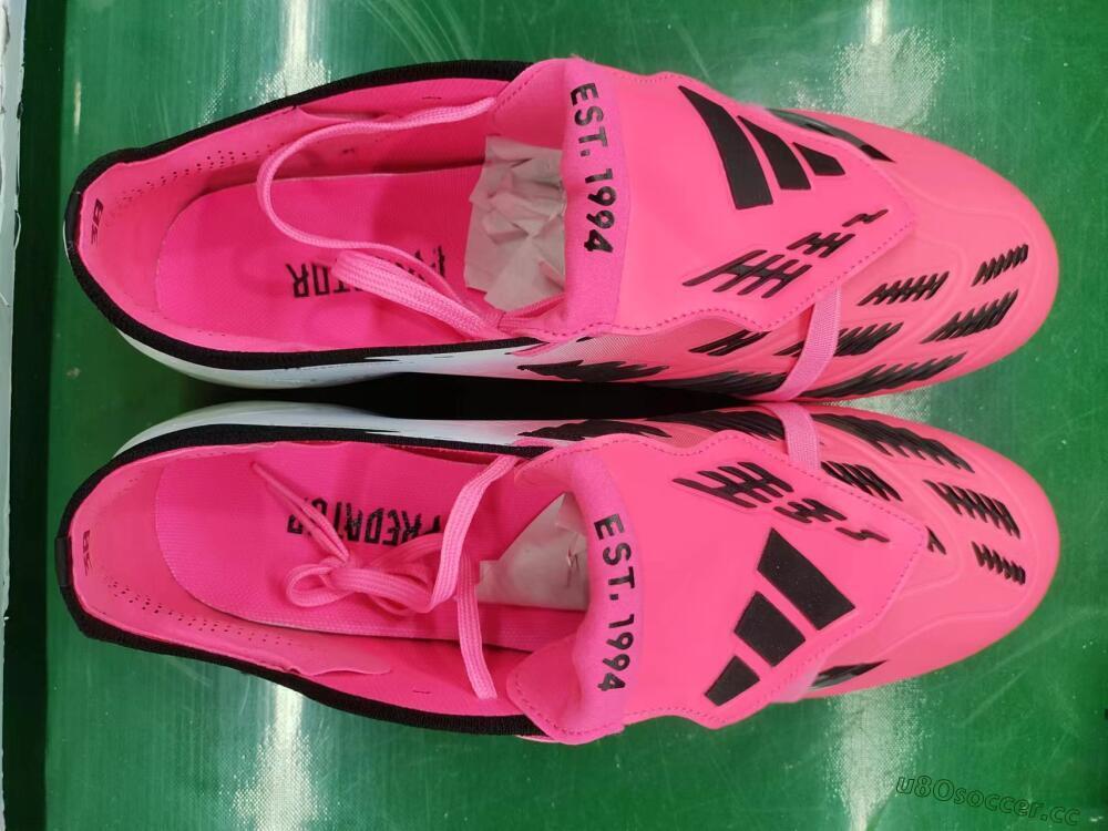 Men's Adidas Predator Elite Foldover Tongue FG Firm Ground Low-Tops Football Boots - Pink/Grey/White