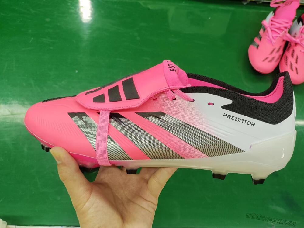 Men's Adidas Predator Elite Foldover Tongue FG Firm Ground Low-Tops Football Boots - Pink/Grey/White