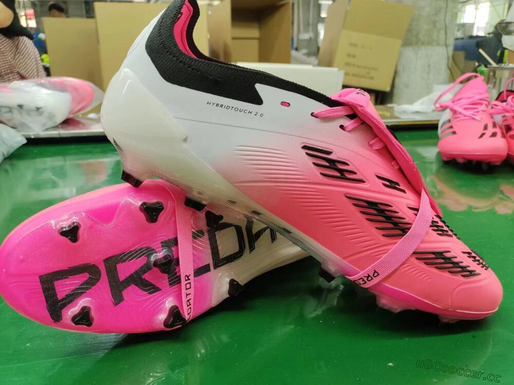 Men's Adidas Predator Elite Foldover Tongue FG Firm Ground Low-Tops Football Boots - Pink/Grey/White