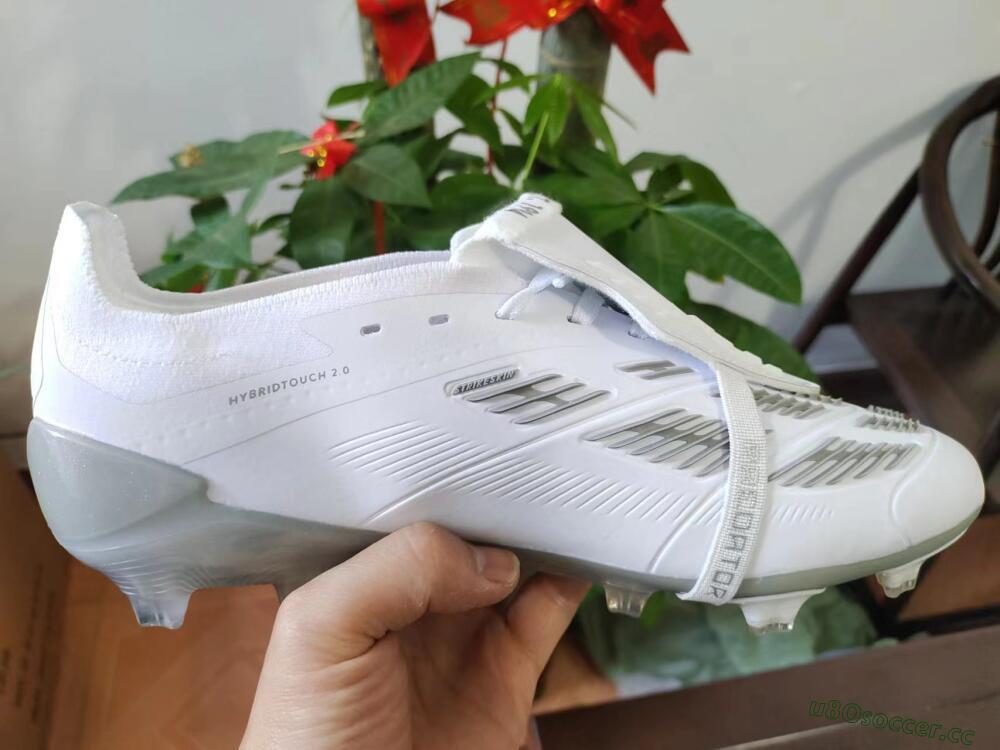 Men's Adidas Predator Elite Foldover Tongue FG Firm Ground Low-Tops Football Boots - White/Grey