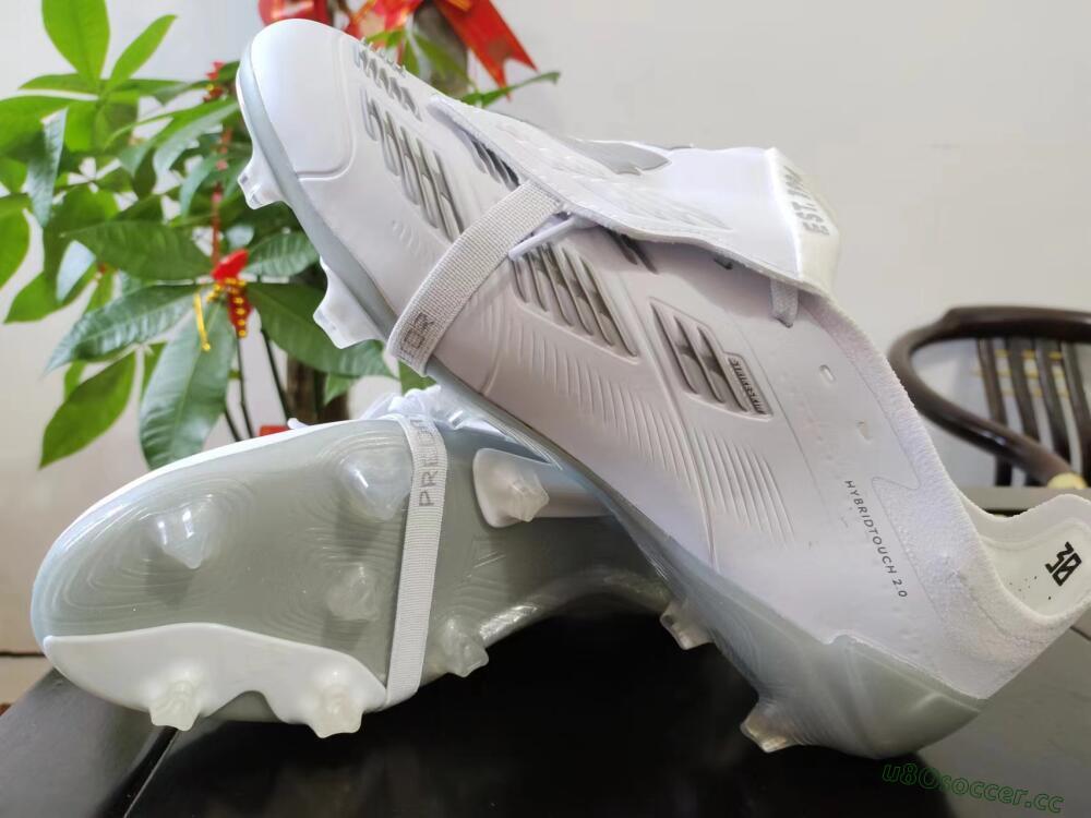 Men's Adidas Predator Elite Foldover Tongue FG Firm Ground Low-Tops Football Boots - White/Grey