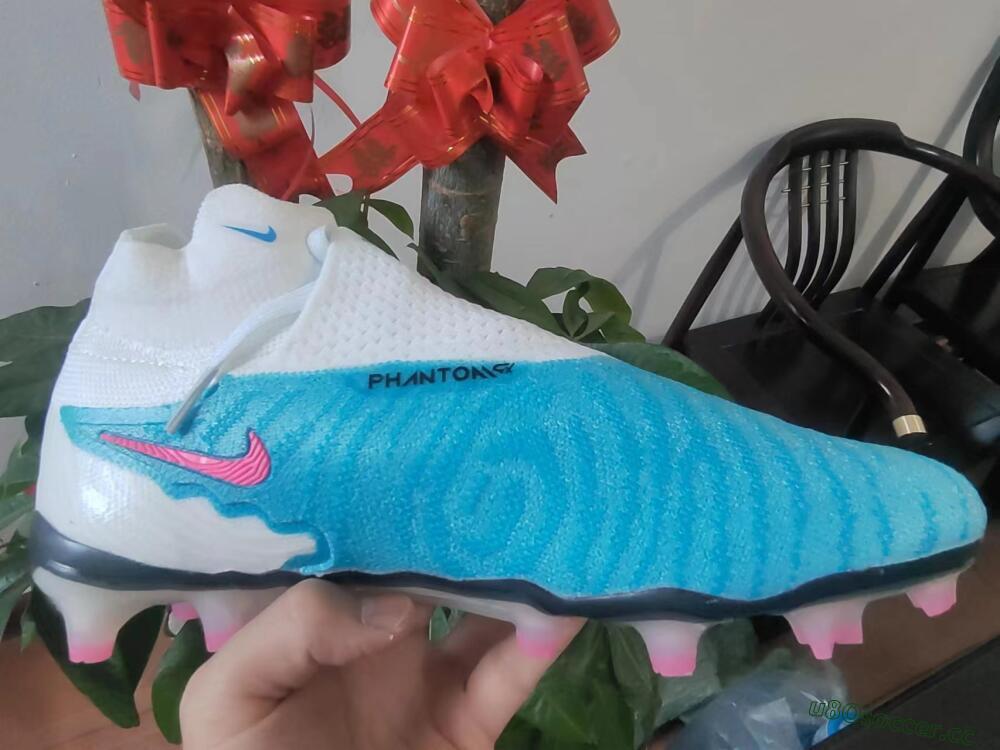 Men's Nike Phantom GX Elite DF FG Firm Ground High-Tops Football Boots - Blue/Pink/White