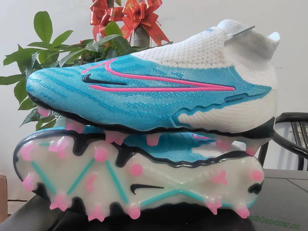 Men's Nike Phantom GX Elite DF FG Firm Ground High-Tops Football Boots - Blue/Pink/White