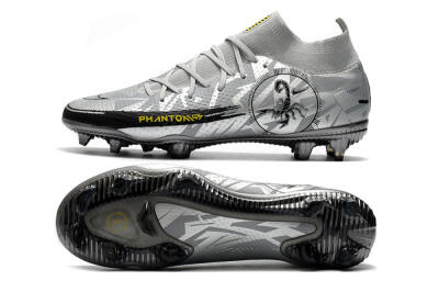 Men's Nike Phantom Scorpion Elite DF FG Firm Ground High-Tops Football Boots - Silver/Yellow/Black