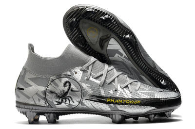 Men's Nike Phantom Scorpion Elite DF FG Firm Ground High-Tops Football Boots - Silver/Yellow/Black