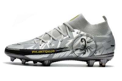 Men's Nike Phantom Scorpion Elite DF FG Firm Ground High-Tops Football Boots - Silver/Yellow/Black
