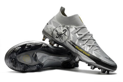 Men's Nike Phantom Scorpion Elite DF FG Firm Ground High-Tops Football Boots - Silver/Yellow/Black