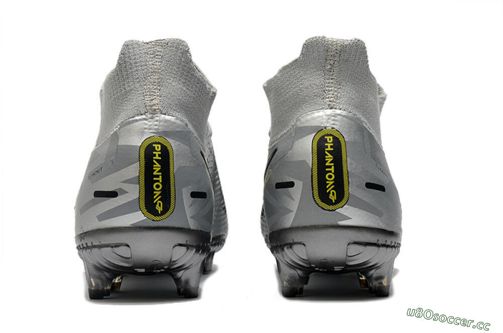 Men's Nike Phantom Scorpion Elite DF FG Firm Ground High-Tops Football Boots - Silver/Yellow/Black 5