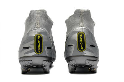 Men's Nike Phantom Scorpion Elite DF FG Firm Ground High-Tops Football Boots - Silver/Yellow/Black