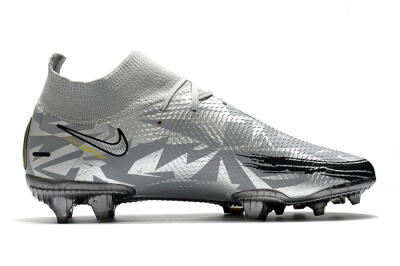 Men's Nike Phantom Scorpion Elite DF FG Firm Ground High-Tops Football Boots - Silver/Yellow/Black