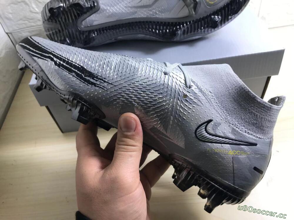 Men's Nike Phantom Scorpion Elite DF FG Firm Ground High-Tops Football Boots - Silver/Yellow/Black