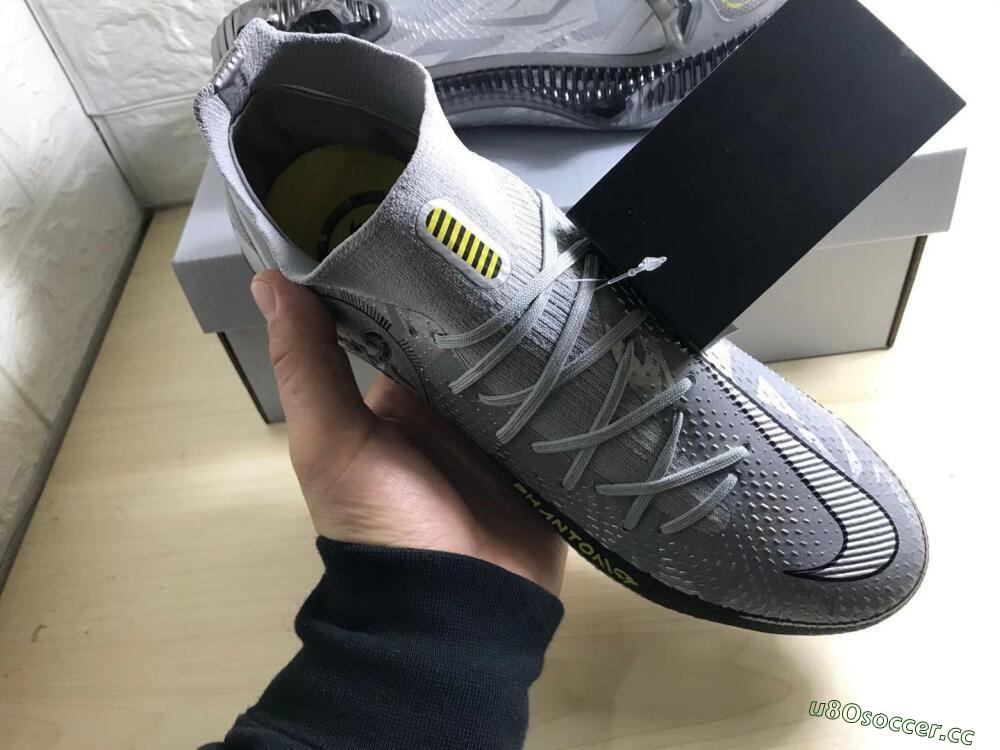 Men's Nike Phantom Scorpion Elite DF FG Firm Ground High-Tops Football Boots - Silver/Yellow/Black