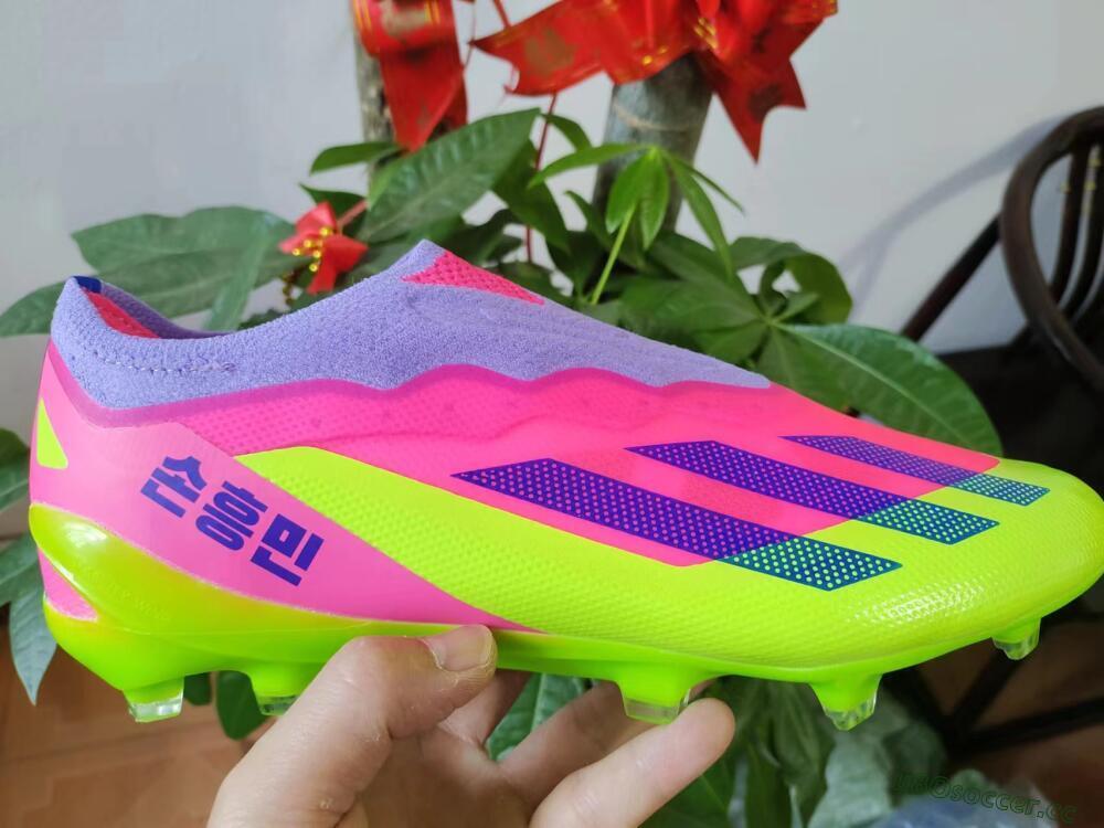 Men's Adidas X Crazyfast+ FG Firm Ground Low-Tops Football Boots - Purple/Pink/Green/Blue