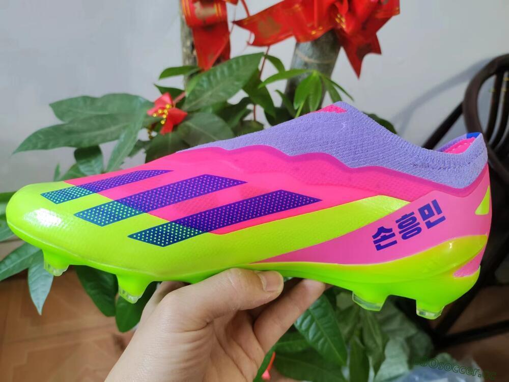Men's Adidas X Crazyfast+ FG Firm Ground Low-Tops Football Boots - Purple/Pink/Green/Blue