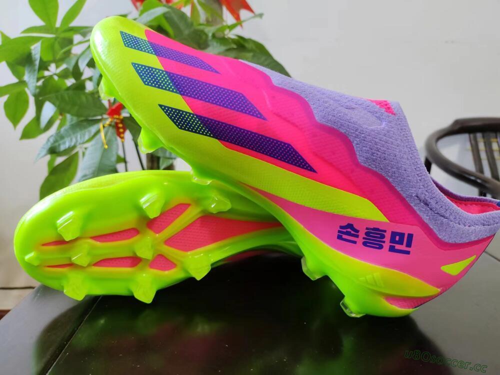 Men's Adidas X Crazyfast+ FG Firm Ground Low-Tops Football Boots - Purple/Pink/Green/Blue