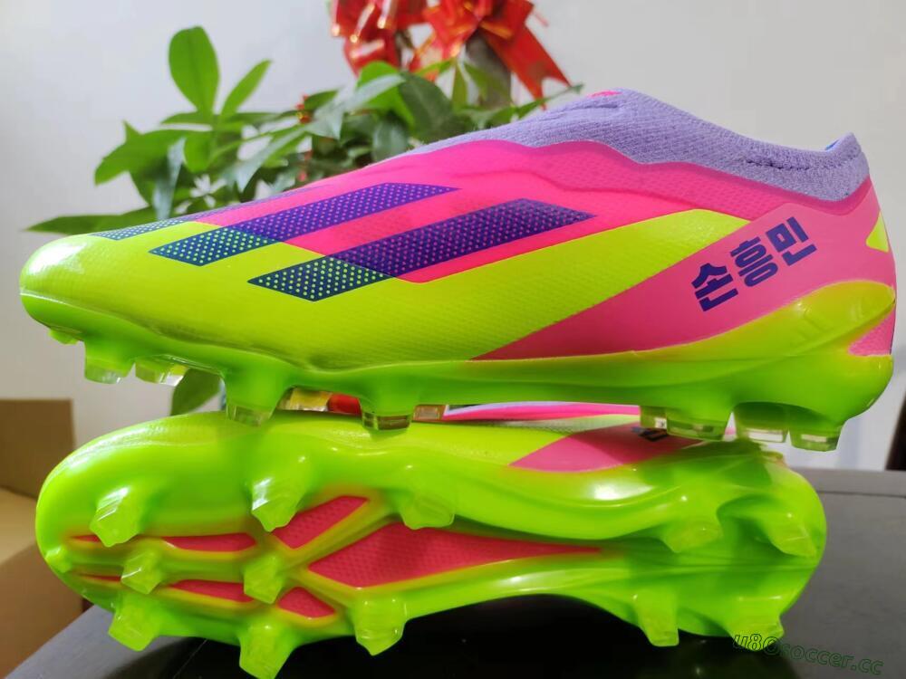 Men's Adidas X Crazyfast+ FG Firm Ground Low-Tops Football Boots - Purple/Pink/Green/Blue