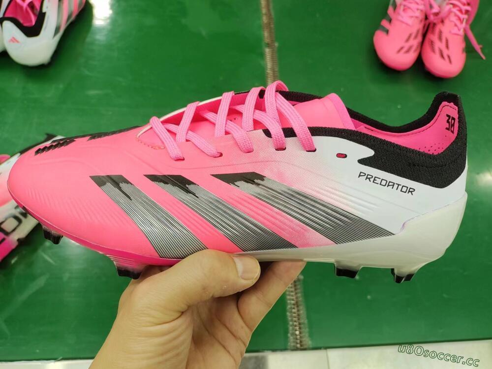 Men's Adidas Predator Elite Foldover Tongue FG Firm Ground Low-Tops Football Boots - Pink/Grey/White