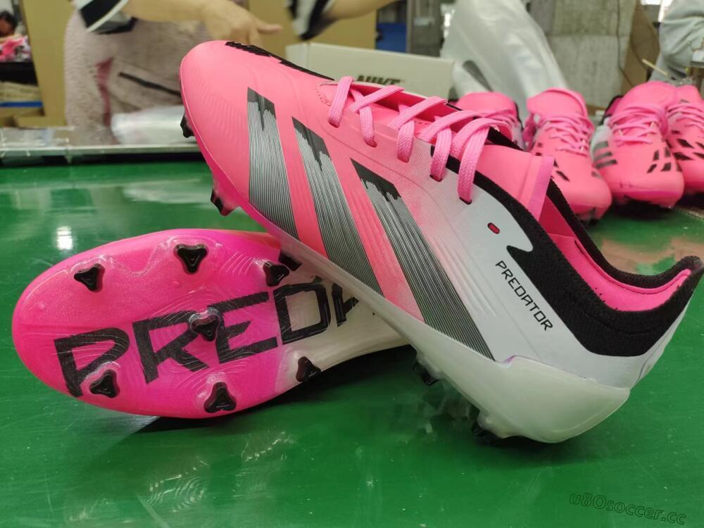 Men's Adidas Predator Elite Foldover Tongue FG Firm Ground Low-Tops Football Boots - Pink/Grey/White
