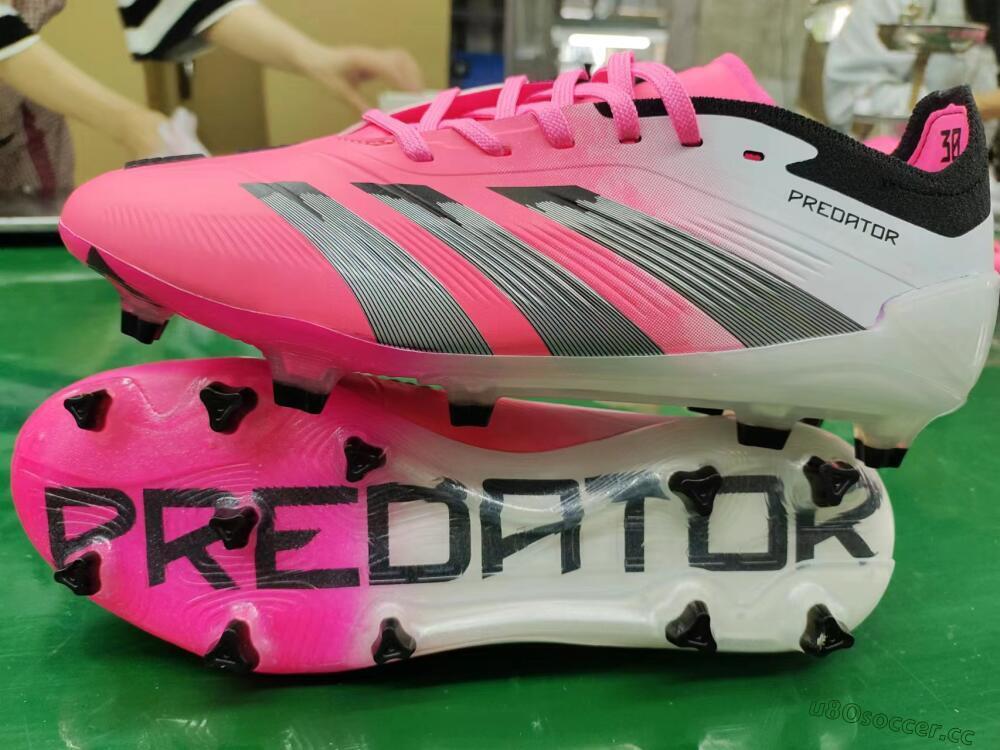 Men's Adidas Predator Elite Foldover Tongue FG Firm Ground Low-Tops Football Boots - Pink/Grey/White