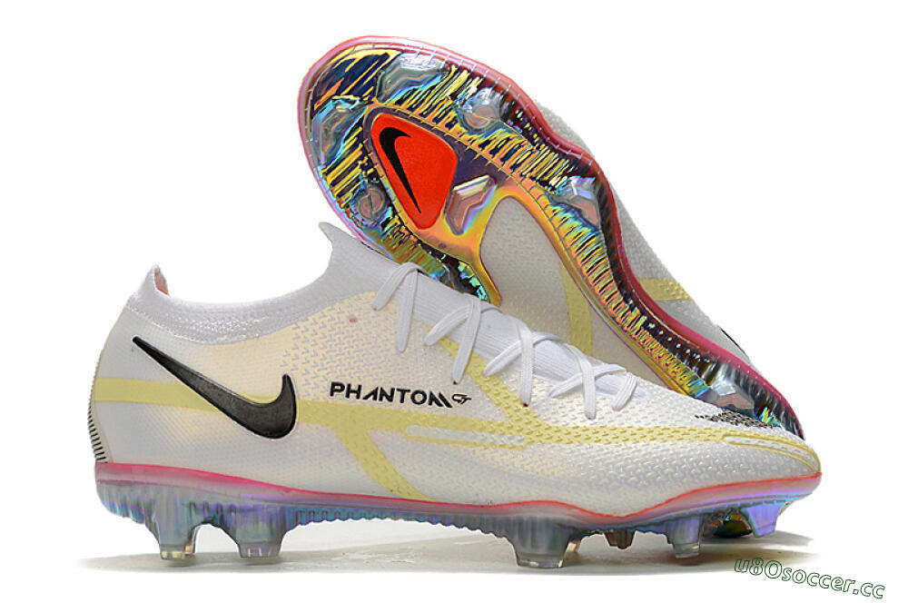 Men's Nike Phantom GT 2 Elite FG Firm Ground Low-Tops Football Boots - White/Yellow/Black 2