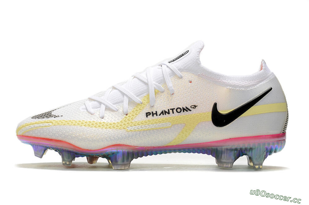 Men's Nike Phantom GT 2 Elite FG Firm Ground Low-Tops Football Boots - White/Yellow/Black 0