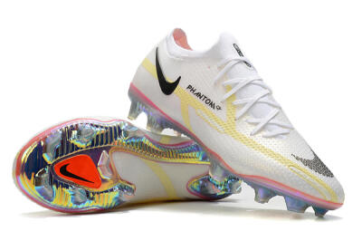 Men's Nike Phantom GT 2 Elite FG Firm Ground Low-Tops Football Boots - White/Yellow/Black
