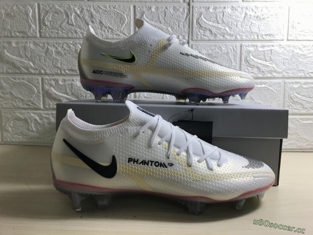 Men's Nike Phantom GT 2 Elite FG Firm Ground Low-Tops Football Boots - White/Yellow/Black