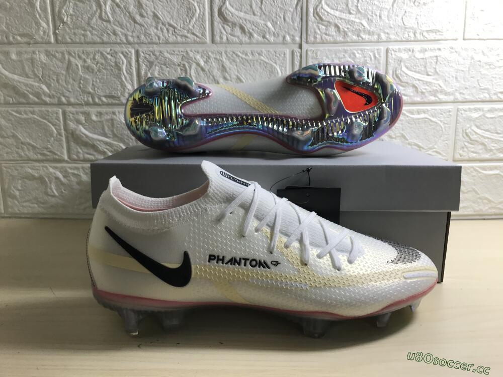 Men's Nike Phantom GT 2 Elite FG Firm Ground Low-Tops Football Boots - White/Yellow/Black