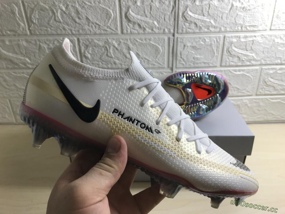 Men's Nike Phantom GT 2 Elite FG Firm Ground Low-Tops Football Boots - White/Yellow/Black