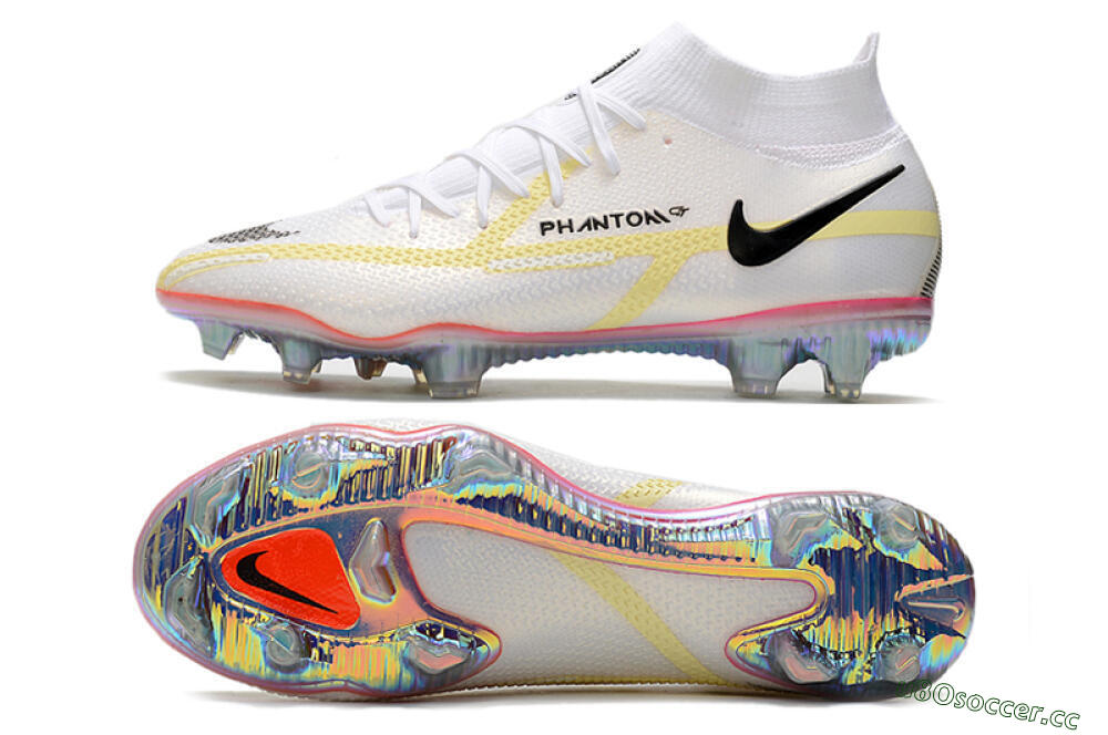 Men's Nike Phantom GT 2 Elite DF FG Firm Ground High-Tops Football Boots - White/Yellow/Black 1