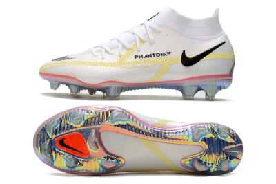 Men's Nike Phantom GT 2 Elite DF FG Firm Ground High-Tops Football Boots - White/Yellow/Black
