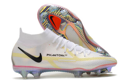 Men's Nike Phantom GT 2 Elite DF FG Firm Ground High-Tops Football Boots - White/Yellow/Black
