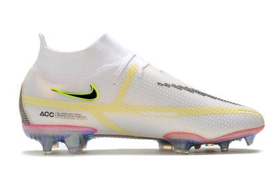 Men's Nike Phantom GT 2 Elite DF FG Firm Ground High-Tops Football Boots - White/Yellow/Black