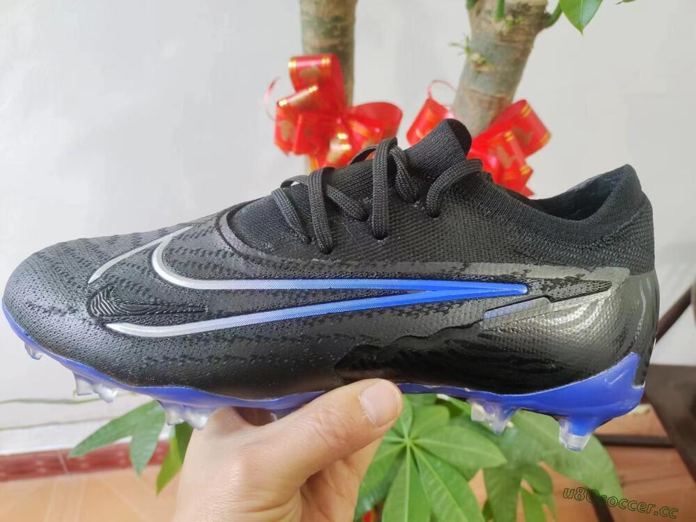 Men's Nike Phantom GX Elite FG Firm Ground Low-Tops Football Boots - Black/Grey/Blue