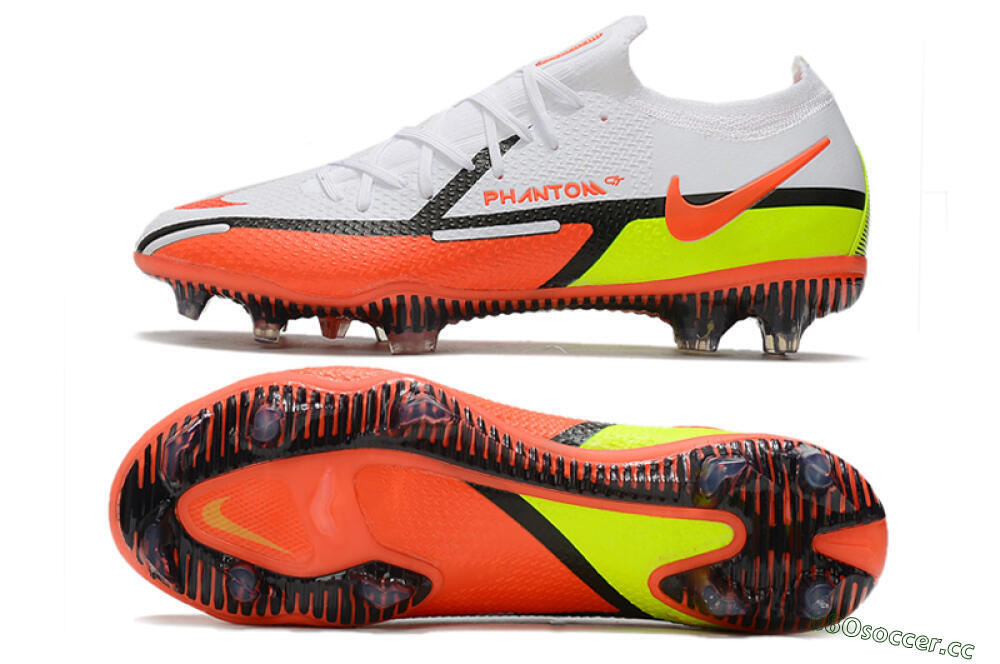 Men's Nike Phantom GT 2 Elite FG Firm Ground Low-Tops Football Boots - White/Red/Green 1