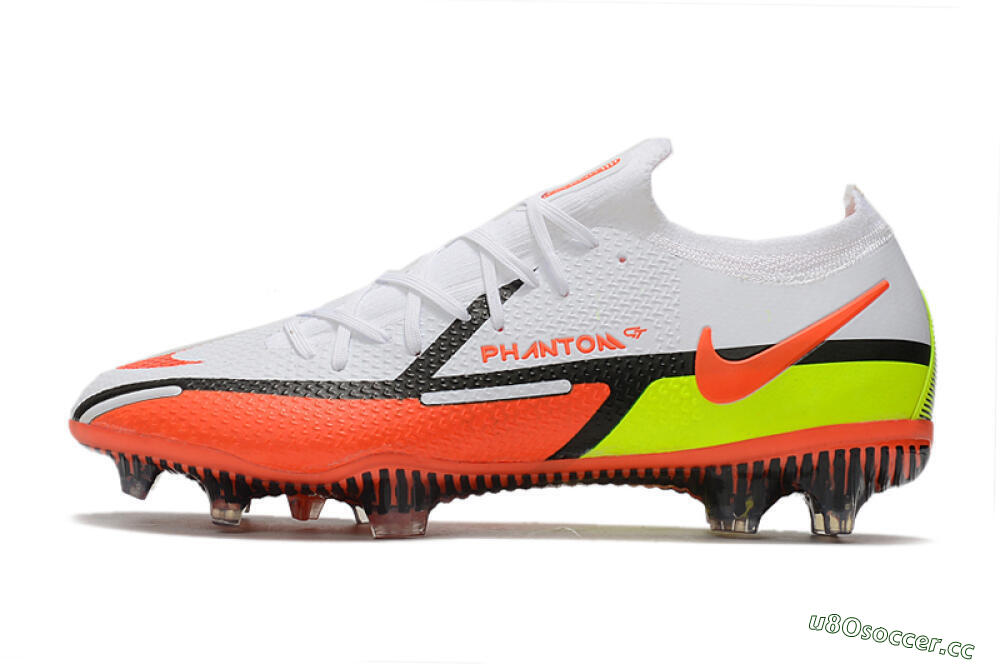 Men's Nike Phantom GT 2 Elite FG Firm Ground Low-Tops Football Boots - White/Red/Green 0