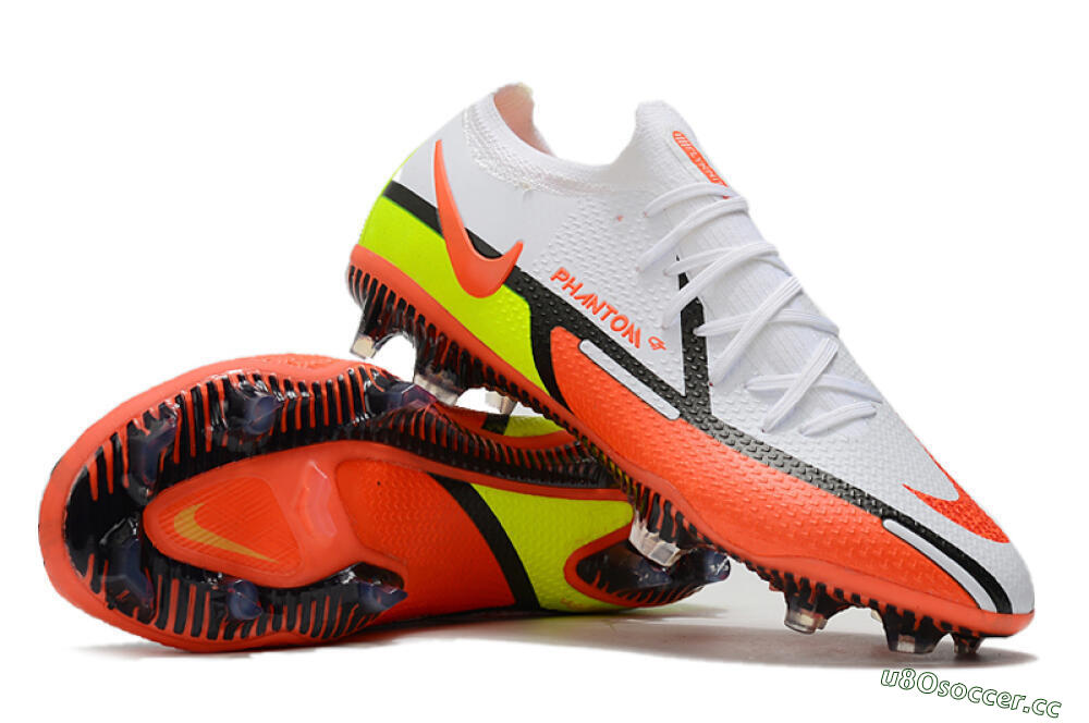 Men's Nike Phantom GT 2 Elite FG Firm Ground Low-Tops Football Boots - White/Red/Green 3