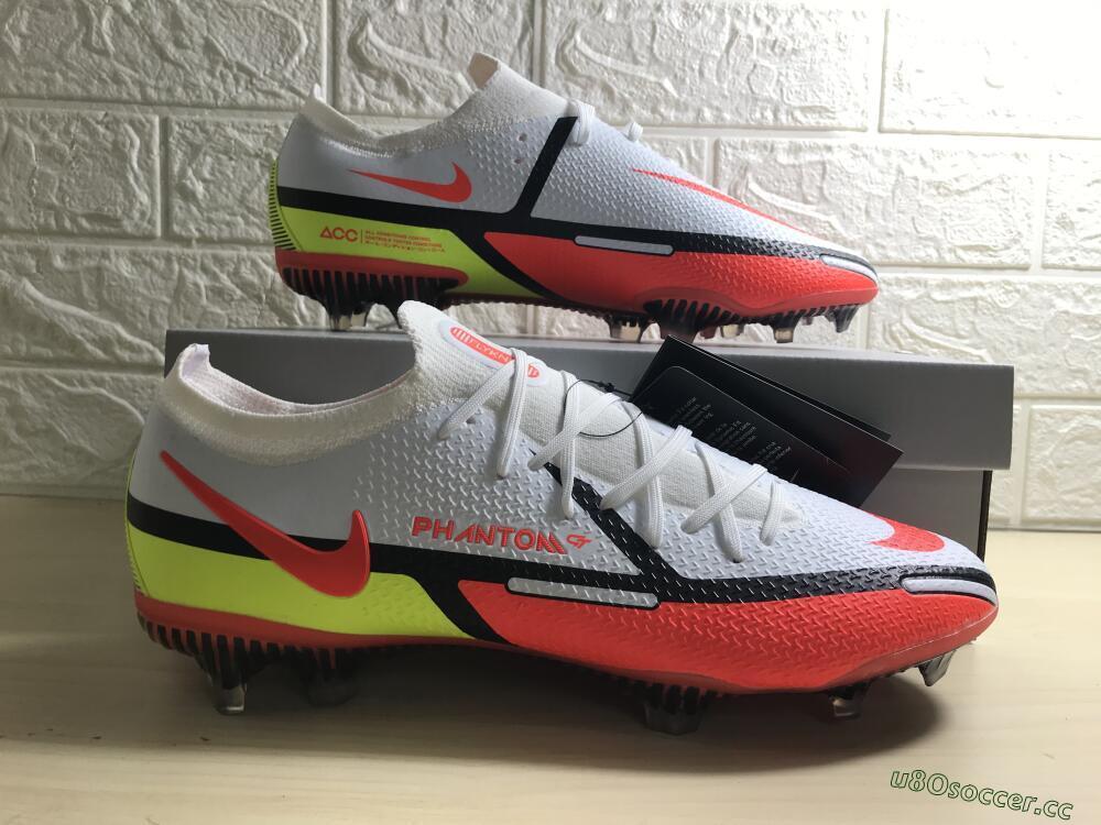 Men's Nike Phantom GT 2 Elite FG Firm Ground Low-Tops Football Boots - White/Red/Green