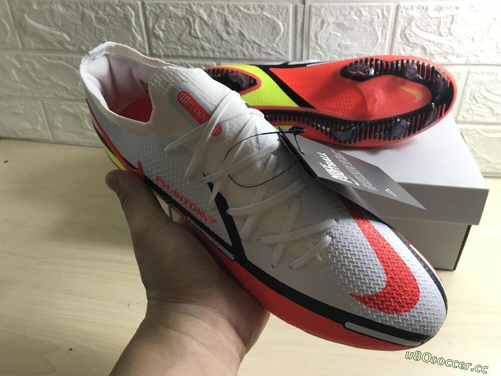 Men's Nike Phantom GT 2 Elite FG Firm Ground Low-Tops Football Boots - White/Red/Green