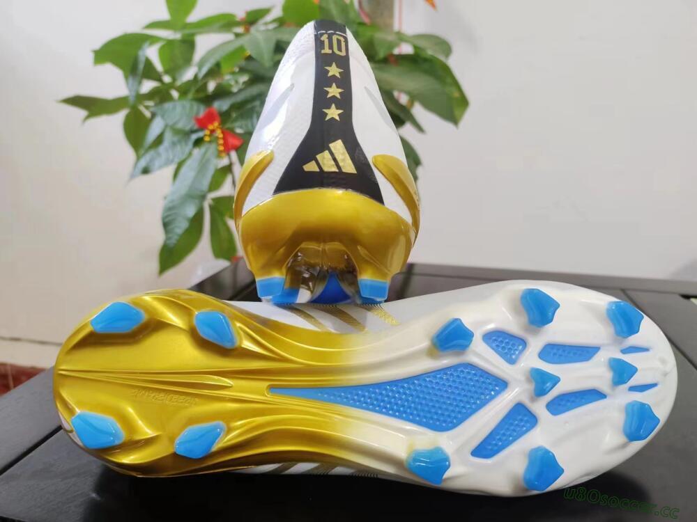 Men's Adidas X Crazyfast.1 FG Firm Ground Low-Tops Football Boots - White/Blue/Gold
