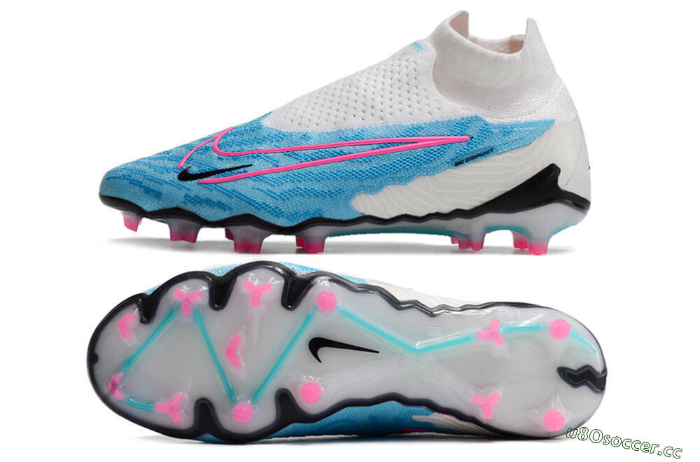 Men's Nike Phantom GX Elite DF FG Firm Ground High-Tops Football Boots - Blue/White/Pink 1