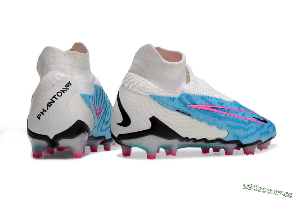 Men's Nike Phantom GX Elite DF FG Firm Ground High-Tops Football Boots - Blue/White/Pink 6