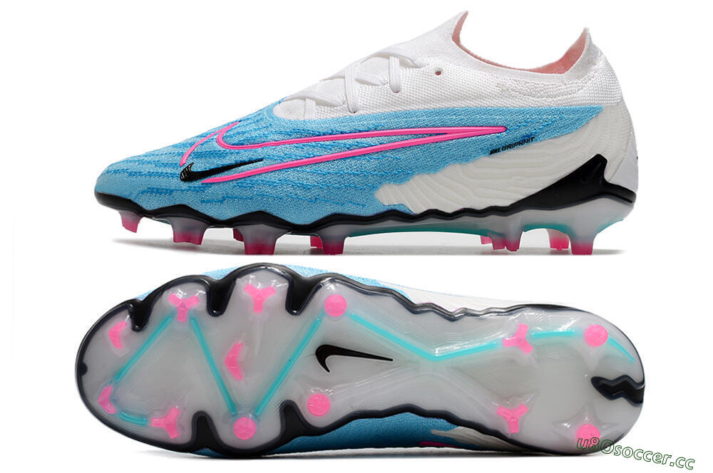 Men's Nike Phantom GX Elite FG Firm Ground Low-Tops Football Boots - Blue/White/Pink 1