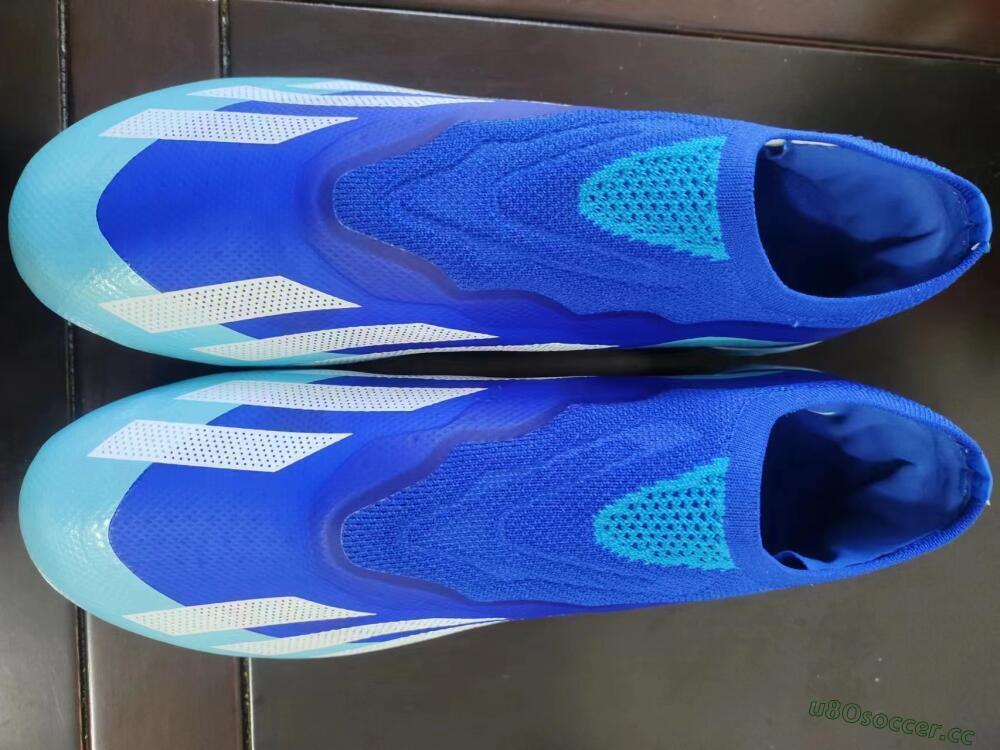 Men's Adidas X Crazyfast.1 Laceless FG Firm Ground Low-Tops Football Boots - Blue/White/Gold
